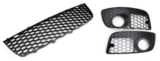 Stoßstange Gitter Waben Mitte + Links + Rechts in Schwarz für VW Golf 5 GTI ab 2003-2009