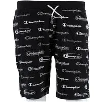 Champion Bermudas Freizeithose (Baumwolle) Allover Script-Print kurz schwarz Jungen