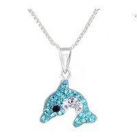 schmuck23 Kettenanhänger Anhänger Kette Delfin 925 Silber Kristalle Kinder Mädchen (Halskette mit Anhänger), Silberanhänger Kettenanhänger Kinderschmuck Halskette