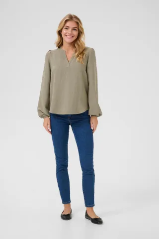 Langarm-Bluse Regular fit Vetiver CC green