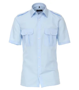 CASAMODA - Popeline Hemd Halbarm uni 008920 blau - Gr. - 40