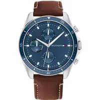 Tommy Hilfiger Multifunktionsuhr PARKER 1791837, Quarzuhr, Armbanduhr, Herrenuhr, Datum, Lederarmband