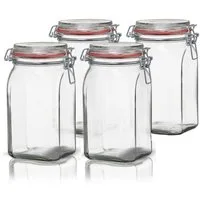 BigDean Einmachglas 4x Vorratsgläser 1,1L Deckel & Bügelverschluss Made in Germany, Glas, (Set, 4-tlg., Einweck Gläser), Einweck Glas, Luftdicht, Spülmaschinenfest, Lebensmittelecht