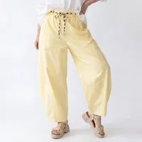 OriginalYou Schlupfhose Damen Sommerhose Baumwolle Freizeithose Barrel Fit Elastikbund mit elastischem Bund, erhältlich in Größe 36/38