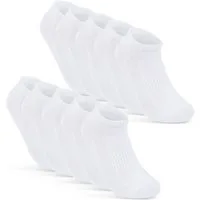 sockenkauf24 Sneakersocken 10 Paar Damen & Herren "Premium Sneaker Socken" Atmungsaktiv (10xWeiß, 39-42) mit Mesh-Streifen ohne drückende Naht Baumwolle - 16510 WP