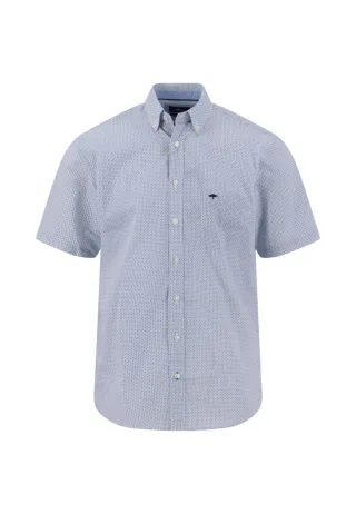 Fynch Hatton - Kurzarmhemd aus Baumwolle blau - Gr. - 3XL