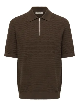 ONLY&SONS - ONSMENU REG SS STRUCTURE POLO KNIT Potting Soil - Gr. - XL