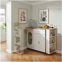 en.casa Bartisch, »Kudebola« 115 x 40 x 94 cm ausziehbar mit Rollen Eicheoptik/Weiß