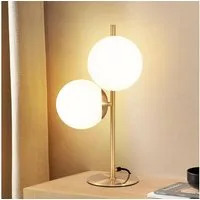 ZMH Tischleuchte modern Nachttischlampe - Schwarz/Gold 2 Flammig Glas, HochwertigeDesign, ohne Leuchtmittel, E27 Industrial Schlafzimmerlampe mit 1,5M Kabel für Wohnzimmer