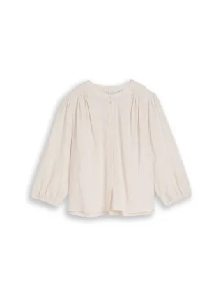 Tom Tailor - Bluse mit Leinenanteil taupe white irregular stripe - Gr. - 38