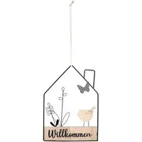 Levandeo® Metallbild, Willkommensschild Hausform Metall Türschild Schwarz Natur Haus