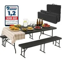 Albatros International Bierzeltgarnitur Albatros Bierzeltgarnitur Rattan – robuste Biertischgarnitur, (für bis zu 10 Personen), Klappbar und hohe Tragkraft – Set aus 2x Bierbank und 1x Biertisch