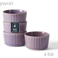 JIWOO Schale 4er Ø11cm, Müslischale Dessertschale Eisschale Obstschale Snackschale, Keramik, (Set, 4-tlg), 4,5 Zoll Hochwertiges Schalen Lila Mikrowellenofen Spülmaschine Bowl