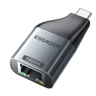 Essager ES-OTG22 Ethernet Adapter 1000/100Mbps RJ45 To Type-C Connector Extender Extension for PC Tablet Laptop Projecto