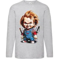 Urban Backwoods Langarmshirt Murderous Puppet Langarm T-Shirt Child's Mörderpuppe Chucky Play (1-tlg) Halloween Blood Bloody Blutig