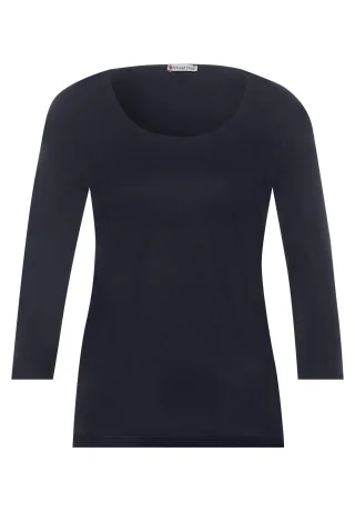Street One - Basic T-Shirt mit 3/4 Arm deep blue - Gr. - 46