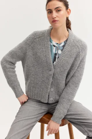 THE FASHION PEOPLE - Fluffy Cardigan silvergrey mel - Gr. - XL