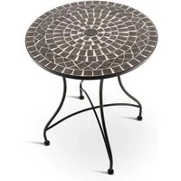 Raburg Gartentisch Mosaiktisch, Balkon- und Terrassentisch, 60 cm Ø, 72 cm hoch, Mayla (rund), liebevolle Handarbeit, Mosaikmuster, schwarzes Metallgestell