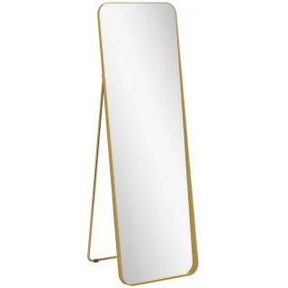 Homcom Ganzkörperspiegel, Gold, Metall, 6x160x50 cm, Spiegel, Standspiegel