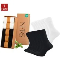 NERS Basicsocken 6 Paar Socken aus Bambus Damen & Herren, ohne Naht, Komfortbund (6-Paar) Premium Bambussocken Atmungsaktiv, & Weich, Geschenkbox