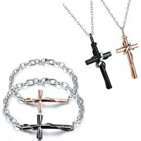 Kim Johanson Schmuckset Kreuz (Set, 4-tlg), Pärchen Schmuckset mit Halsketten und Armbänder