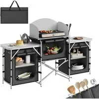 Woltu Campingschrank (1-St) faltbar, Outdoor Küche mit Arbeitsplatten Staufächern
