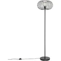 Qazqa Stehlampe Johanna, ohne Leuchtmittel, Warmweiß, QAZQA Stehlampe, e27, Schwarz, Stahl, Design