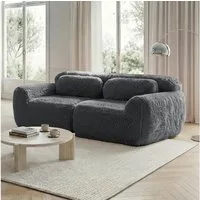 Odikalo Sofa Ecksofa Schlafsofa Modulares Sofa, Plüschstoff, 2-Sitzer Sofa, Plüschstoff, rahmenloses modulares Design, frei kombinierbar, mit Kissen. Weich, hochelastischer Schaumstoff, rutschfester Boden, geeignet für Wohnzimmer, Schlafzimmer, Arbei