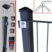 Fischer und Adamek Gartenzaun Doppelstabmattenzaun mit Klemmplättchen Anthrazit, (830 mm, 2,5 m), Komplett Set
