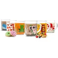 Sendez Kinderbecher 6 Tier-Motiv Becher Tassen 230ml Teegläser Kindergläser Trinkgläser