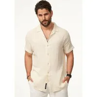 CARISMA Kurzarmhemd im Vintage Summer-Look in Crinkle Optik Herren luftig leichtes Kurzarm Feinstrick Polo-Hemd T-Shirt