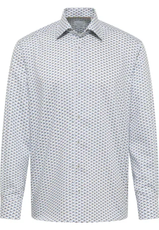 ETERNA - Comfort Fit: Twillhemd - Arm 65 cm beige/blau - Gr. - 45