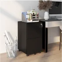 Vinsetto Rollcontainer Aktenschrank mit 2 Schubladen Druckschrank mit Rollen, (Büroschrank, 1 St., Bürocontainer), Stahl, 37 x 43,5 x 67,5 cm
