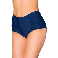Aquarti Bikini-Hose Aquarti Damen Bikinihose mit Hoher Taille und Raffung