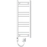 LuxeBath Badheizkörper Designhheizkörper Sahara Handtuchheizkörper Handtuchtrockner, Weiß 300x800mm Seitenanschluss Heizstab 600W Thermostat Digitalanzeige