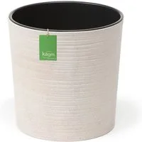 KAGM Pflanzkübel Blumenkübel Blumentopf rund gerillt ECO Holz-Kunststoff-Gemisch TOP (inkl. Pflanzeinsatz)