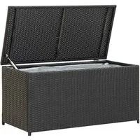 furnicato Gartenbox Auflagenbox Schwarz 100 x 50 x 50 cm aus Poly Rattan, Witterungsbeständige Kissenbox mit Gasdruckfeder und PE-Innenfutter