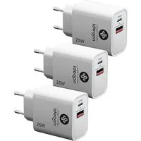 shop'n smile ideoon Dual 25Watt 1x USB-C und USB-A, PD- & QC-Netzteil USB-Ladegerät (3-tlg., Quick Charge für schnelles Laden)