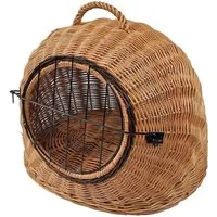 natuleo by pokuc Tierkorb Transportkorb aus Weide für Tiere Braun Gr. M 50x40x45 cm
