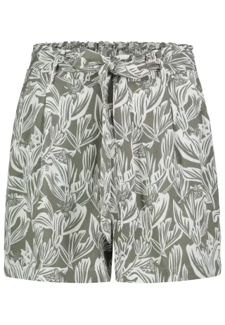 Authentic Style - DOB kurze Hose flowers: washed olive-offwhite - Gr. - XS