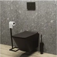 Toilettenpapierhalter Papierrollenhalter SAMAR freistehend (700×200×200 mm) matt, schwarz, zum schnellen Aufhängen von Dusch- und Handtüchern wenig Platzbedarf