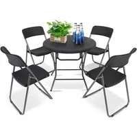 Sekey Garten-Essgruppe 5-teilig Essgruppe Gartenmöbel-Set für 4 Personen Balkonset klappbar, (5-tlg), Klapptisch und 4er Set Klappstühle aus Polyrattan