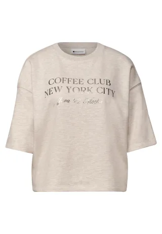 Street One - Short Boxy Crewneck clay sand mel. - Gr. - 42