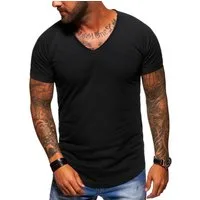 Style-Division T-Shirt mit V-Ausschnitt für Herren V-Neck Shirt Basic im Oversize-Look