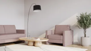 BRUNO Schlafsessel 70cm in Blush Rosa | praktische Größe | stabiles Massivholz & Boxspringkomfort