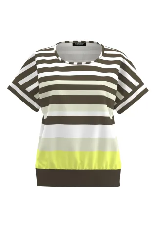 FRANK WALDER - Shirt SUNKISSED JUNGLE mit elastischem Bund ecru/khaki - Gr. - 44