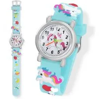Taffstyle Quarzuhr Kinder Armbanduhr Einhorn Silikonuhr für Mädchen und Jungen, (Mädchen Jungen Sportuhr Bunte Kinderuhr Farbige Lernuhr Silikonuhr Süß)