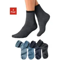 Lavana Kuschelsocken Damen Frotteesocken (Packung, 4-Paar, Gr. 35-38 bis 39-42) mit wärmendem Innenfrottee