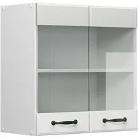 Vicco Glashängeschrank R-Line, Weiß Landhaus/Weiß, 60 cm (1-St)