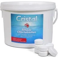 Cristal Chlortabletten Schockchlortabletten (20g) 3 kg - Stoßchlorung, schnell wirksam, 3 kg, vernichtet Bakterien, Algen, Viren, schnell löslich, kalkfrei